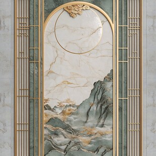 中式山水玄关装饰画意境美