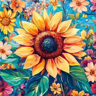 绚丽向日葵花卉艺术画作