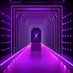 紫色霓虹科技感未来通道