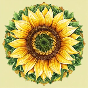 精美向日葵曼陀罗插画