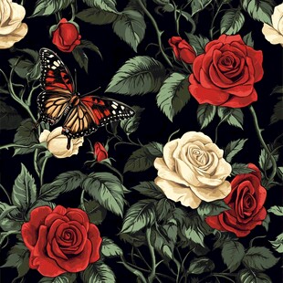 玫瑰蝴蝶图纹 自然之美