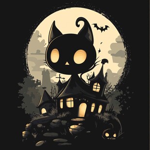 黑猫守古堡的奇幻月夜