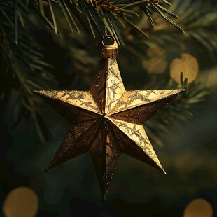 金色星星圣诞装饰挂件
