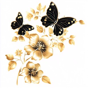 金色花卉蝴蝶精美图案