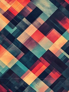 几何彩色方块拼接图案