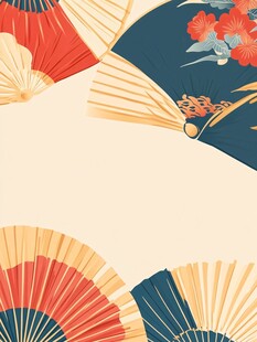 日式折扇艺术图案展示