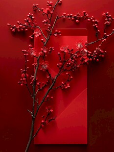 红梅映红包 新春好兆头
