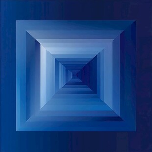 蓝色几何空间隧道图案