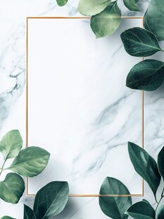 大理石边框绿叶装饰背景