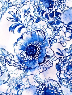 蓝白花卉图案纹理