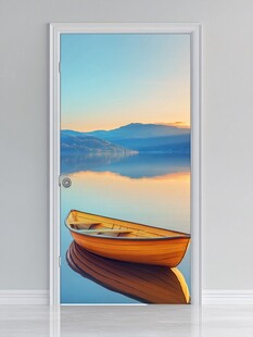 湖畔孤舟 绝美湖景画面