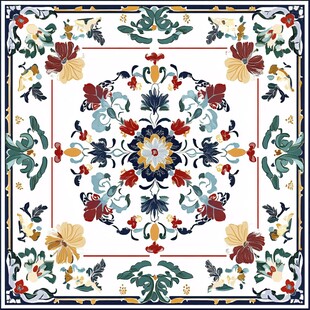 复古花卉方形图案设计