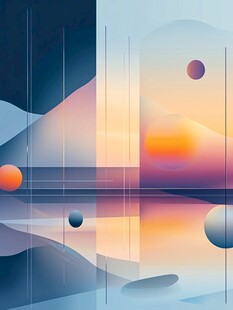 梦幻几何光影抽象艺术场景