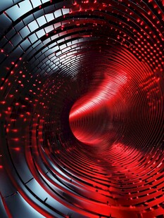 红色科技感旋转隧道空间