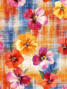 多彩花卉图案水彩背景图