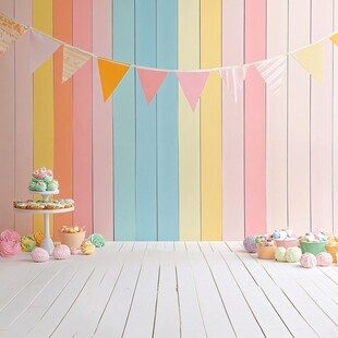 多彩墙面下的甜蜜派对布置