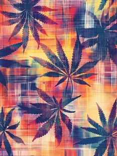 多彩大麻叶图案纹理背景