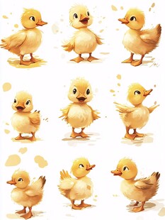 可爱小黄鸭的多样萌态