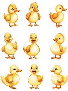 可爱小黄鸭的多样姿态