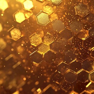 金色闪耀六边形科技背景