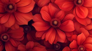 艳丽红花朵无缝图案背景