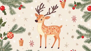 可爱小鹿的圣诞主题插画