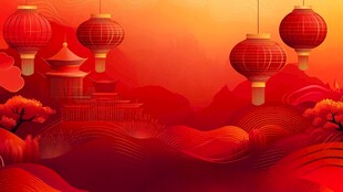 喜庆中国风红色灯笼景观