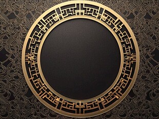 中式黑金圆形古典花纹背景