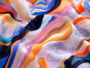 多彩抽象图案丝绸布料