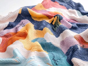 多彩波纹图案织物