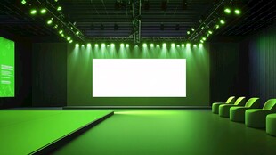 绿色科技感的空旷展示空间