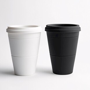 黑白双色便携咖啡杯展示