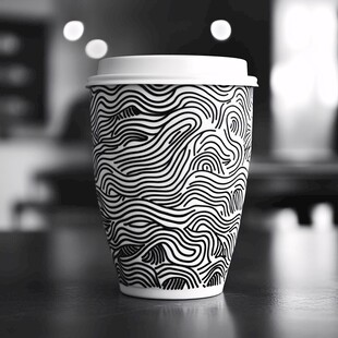 黑白图案外带咖啡杯
