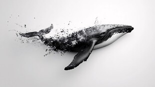 水墨风格鲸鱼的灵动瞬间