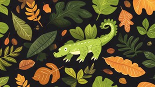 丛林中的可爱小鳄鱼