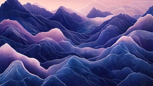 梦幻紫蓝调连绵山脉图景