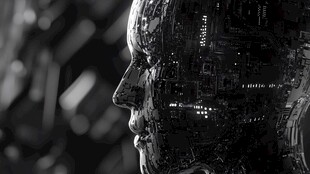 机械人脸特写展现科技感