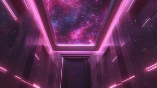 梦幻紫星空走廊科幻场景