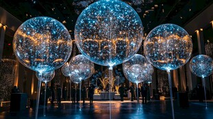 梦幻蓝闪发光透明气球布置