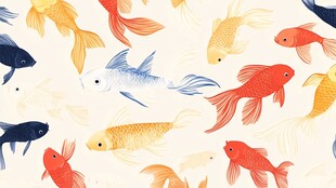 多彩金鱼图案背景设计