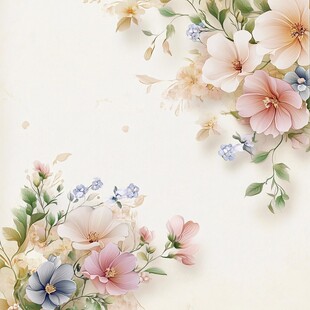 淡雅花卉角落装饰插画