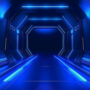 未来感蓝色科技通道空间