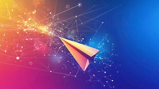 纸飞机穿梭于炫彩科技空间