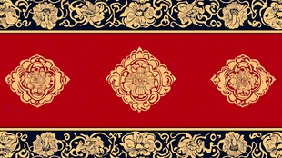 中式红底金色传统花纹图案