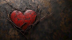 被荆棘缠绕的炽热红心