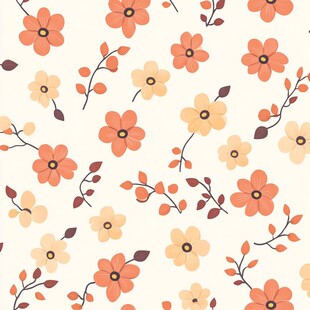 橙色小花简约无缝图案
