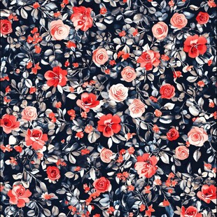 复古风花卉图案印花布料