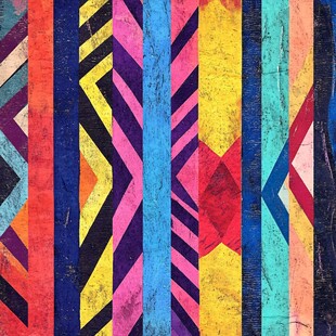 多彩几何条纹抽象艺术图案