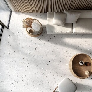 简约客厅的水磨石地面设计