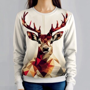 几何鹿头图案女士卫衣